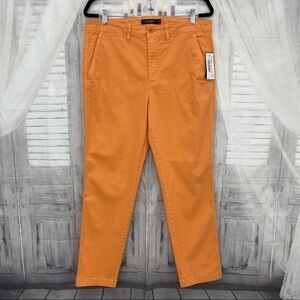 Ralph Lauren Women Solid Orange Capri Ankle Crop Pants Jeans High Rise 28 Inseam